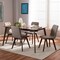 Baxton Studio Sugar Light Grey Upholstered Walnut Wood Finished 5-Piece Dining Set 144-6795-7946 - alternate 3
